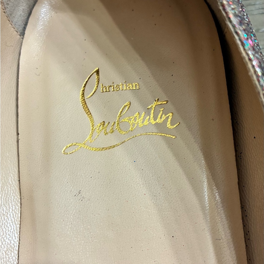 Christian Louboutin Glitter Pointed Ballet Flats in Rose Multi - Picture 3 of 11